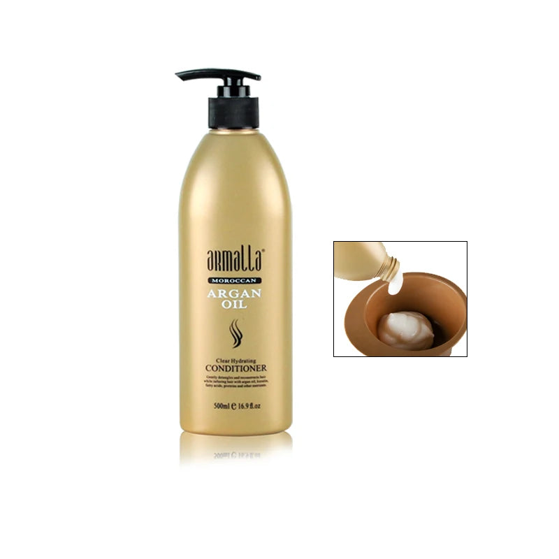 Morocco Argan Oil Treatment Damaged Dry 500Ml Natural Shampoo+500Ml Deep Conditioner+500Ml Argan Oil Hair Mask