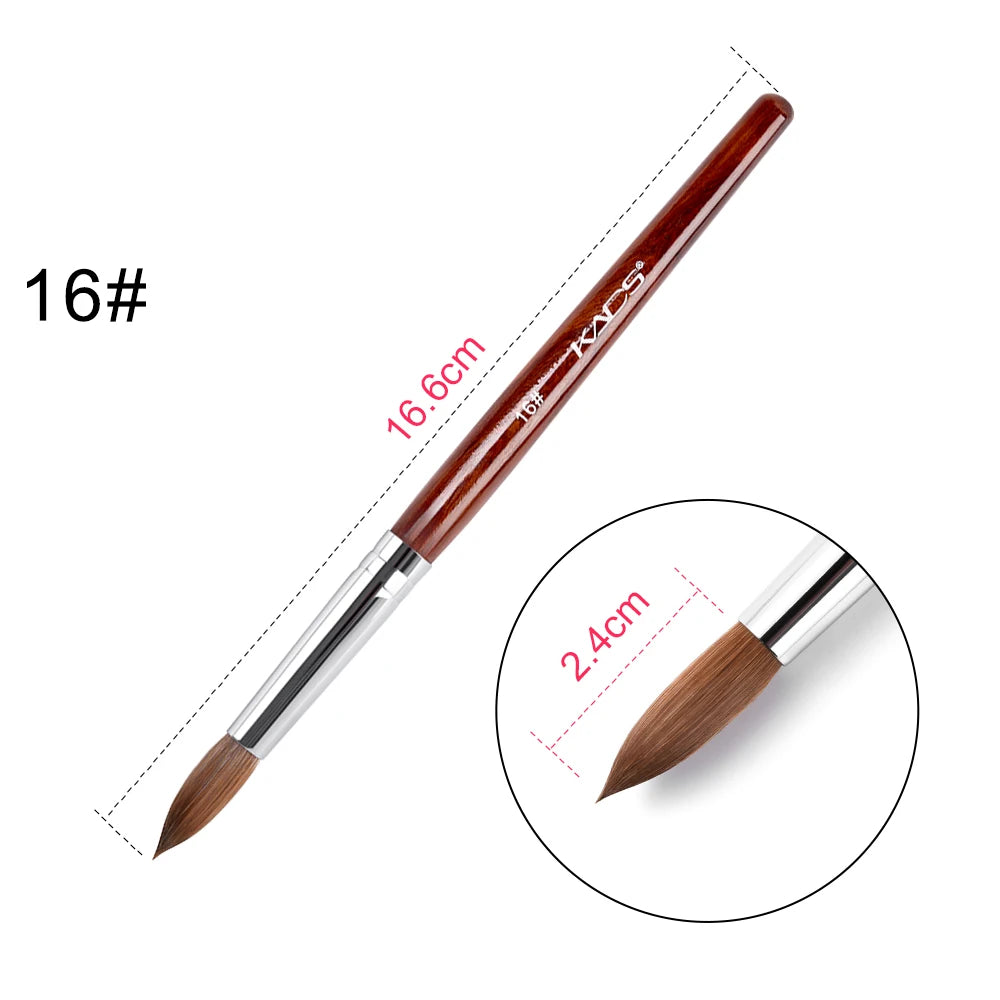 1Pc Kolinsky Sable Acrylic Brush UV Gel Carving Pen Brush Liquid Powder DIY Nail Drawing Flat round Red Wood Nail Art Brush