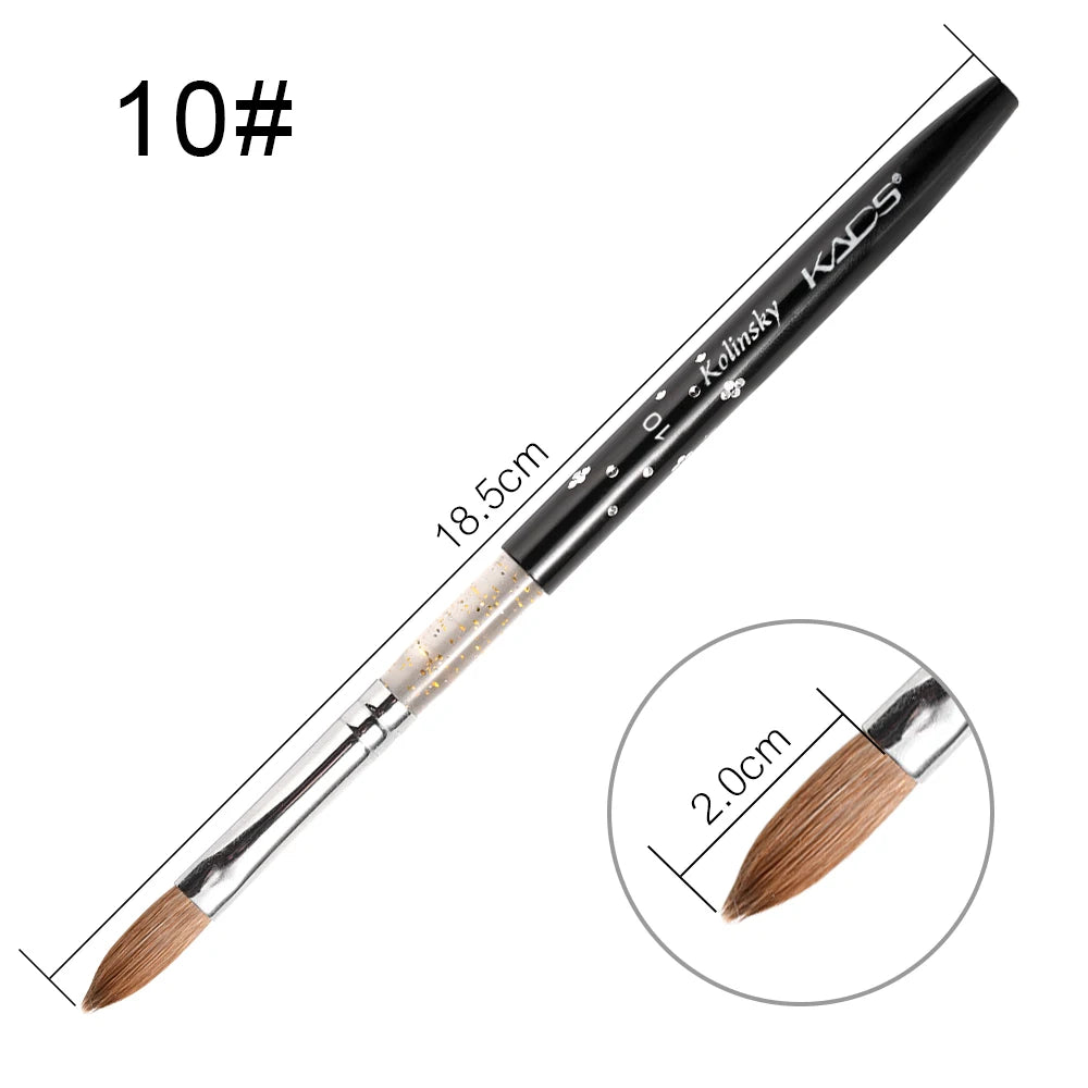 1Pc Kolinsky Sable Acrylic Brush UV Gel Carving Pen Brush Liquid Powder DIY Nail Drawing Flat round Red Wood Nail Art Brush