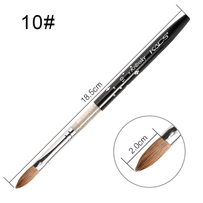 1Pc Kolinsky Sable Acrylic Brush UV Gel Carving Pen Brush Liquid Powder DIY Nail Drawing Flat round Red Wood Nail Art Brush