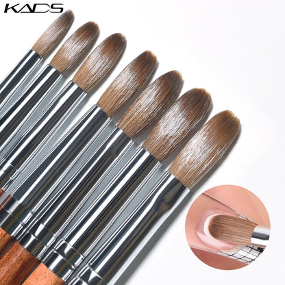 1Pc Kolinsky Sable Acrylic Brush UV Gel Carving Pen Brush Liquid Powder DIY Nail Drawing Flat round Red Wood Nail Art Brush