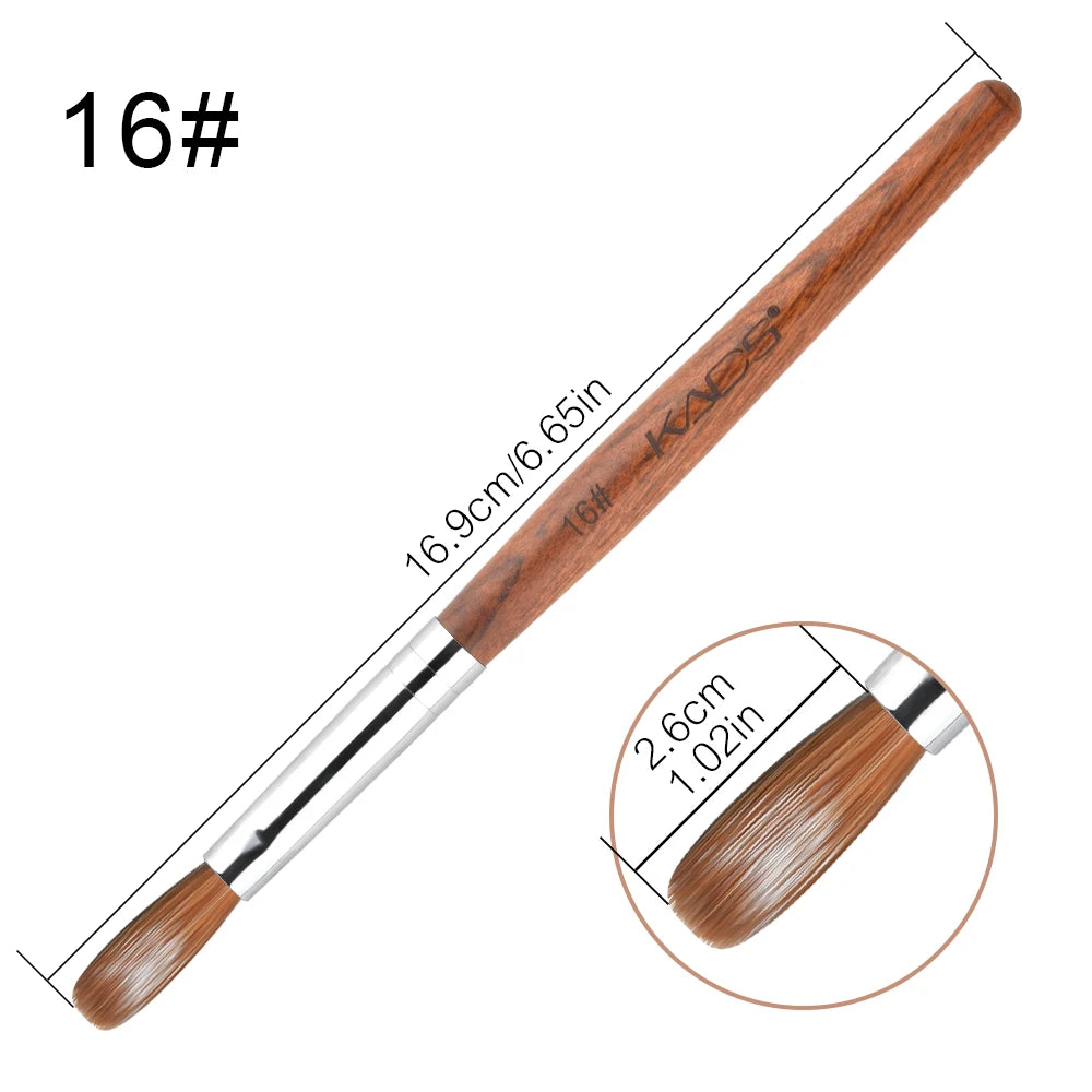 1Pc Kolinsky Sable Acrylic Brush UV Gel Carving Pen Brush Liquid Powder DIY Nail Drawing Flat round Red Wood Nail Art Brush
