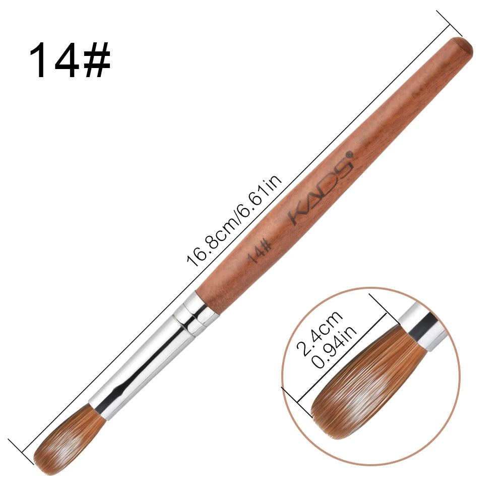 1Pc Kolinsky Sable Acrylic Brush UV Gel Carving Pen Brush Liquid Powder DIY Nail Drawing Flat round Red Wood Nail Art Brush