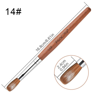 1Pc Kolinsky Sable Acrylic Brush UV Gel Carving Pen Brush Liquid Powder DIY Nail Drawing Flat round Red Wood Nail Art Brush