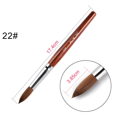 1Pc Kolinsky Sable Acrylic Brush UV Gel Carving Pen Brush Liquid Powder DIY Nail Drawing Flat round Red Wood Nail Art Brush