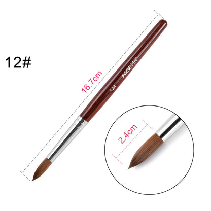 1Pc Kolinsky Sable Acrylic Brush UV Gel Carving Pen Brush Liquid Powder DIY Nail Drawing Flat round Red Wood Nail Art Brush