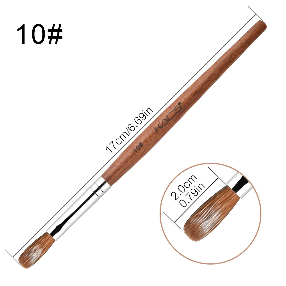 1Pc Kolinsky Sable Acrylic Brush UV Gel Carving Pen Brush Liquid Powder DIY Nail Drawing Flat round Red Wood Nail Art Brush