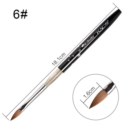 1Pc Kolinsky Sable Acrylic Brush UV Gel Carving Pen Brush Liquid Powder DIY Nail Drawing Flat round Red Wood Nail Art Brush