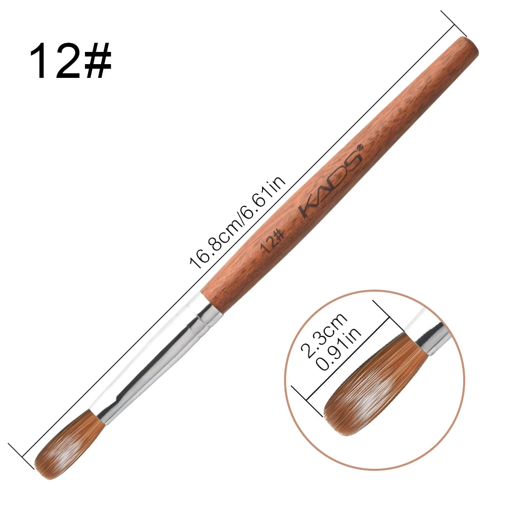 1Pc Kolinsky Sable Acrylic Brush UV Gel Carving Pen Brush Liquid Powder DIY Nail Drawing Flat round Red Wood Nail Art Brush