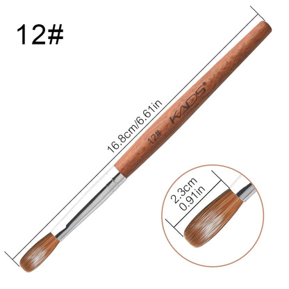 1Pc Kolinsky Sable Acrylic Brush UV Gel Carving Pen Brush Liquid Powder DIY Nail Drawing Flat round Red Wood Nail Art Brush