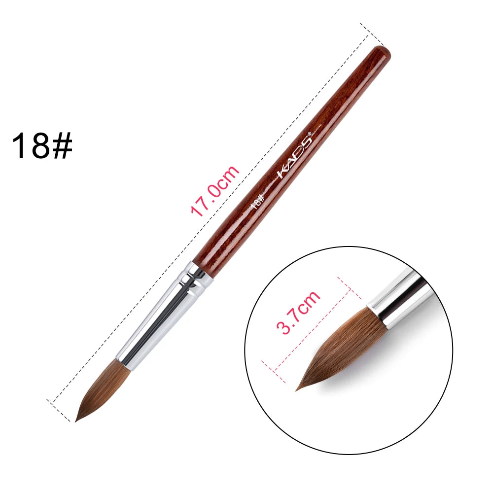 1Pc Kolinsky Sable Acrylic Brush UV Gel Carving Pen Brush Liquid Powder DIY Nail Drawing Flat round Red Wood Nail Art Brush