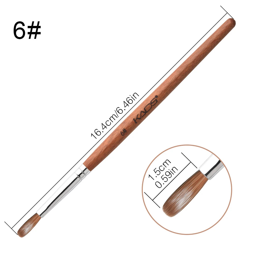1Pc Kolinsky Sable Acrylic Brush UV Gel Carving Pen Brush Liquid Powder DIY Nail Drawing Flat round Red Wood Nail Art Brush
