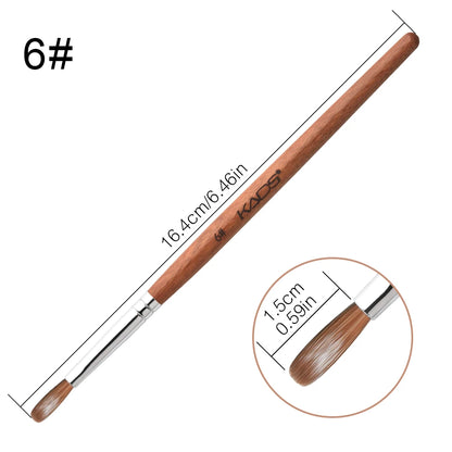 1Pc Kolinsky Sable Acrylic Brush UV Gel Carving Pen Brush Liquid Powder DIY Nail Drawing Flat round Red Wood Nail Art Brush