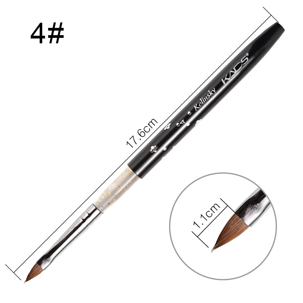 1Pc Kolinsky Sable Acrylic Brush UV Gel Carving Pen Brush Liquid Powder DIY Nail Drawing Flat round Red Wood Nail Art Brush