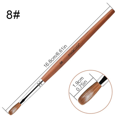 1Pc Kolinsky Sable Acrylic Brush UV Gel Carving Pen Brush Liquid Powder DIY Nail Drawing Flat round Red Wood Nail Art Brush