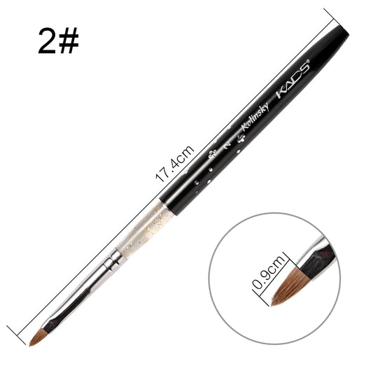 1Pc Kolinsky Sable Acrylic Brush UV Gel Carving Pen Brush Liquid Powder DIY Nail Drawing Flat round Red Wood Nail Art Brush